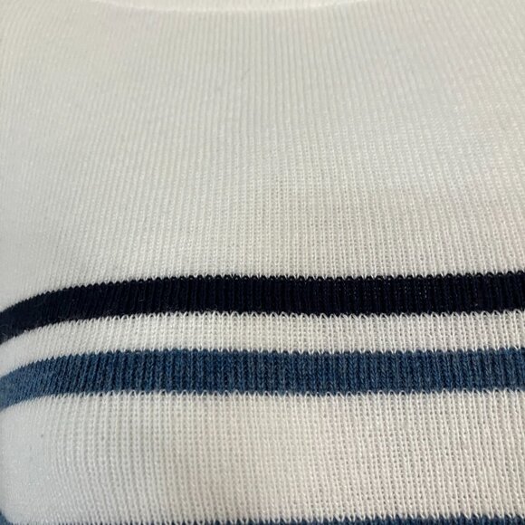 Cream with Blue Stripes Sweater Top Large EUC - Picture 3 of 5